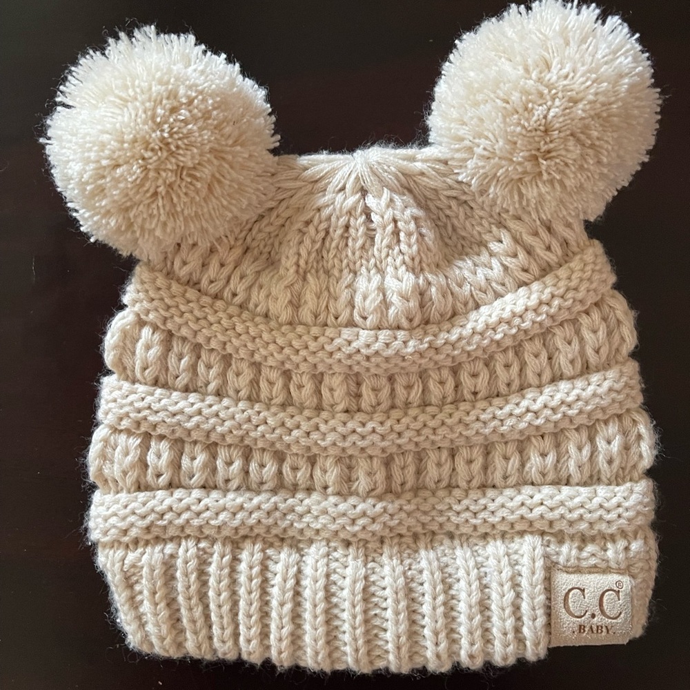 CC baby beanie winter white tan